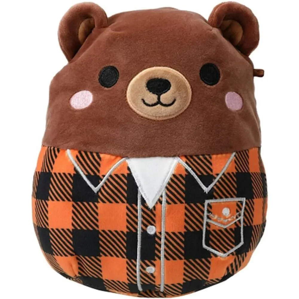 Squishmallows Omar the Bear Wearing A Flannel Shirt 7.5